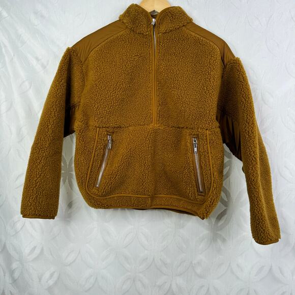 Madewell Faux Shearling Half-Zip Pullover Dried Cedar Size XS NWT $148 - Picture 4 of 9